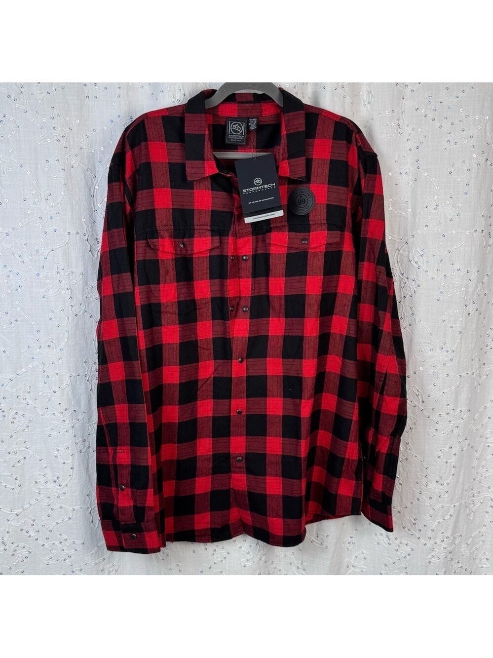 NWT Stormtech x Wayne Gretzky Estates Logan Snap Front Shirt 2XL Red/Black Plaid
